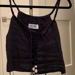 LF Black Front Detail Crop Top.